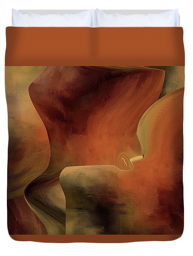 Abstract Duvet Cover featuring the painting Zen by Theresa Campbell