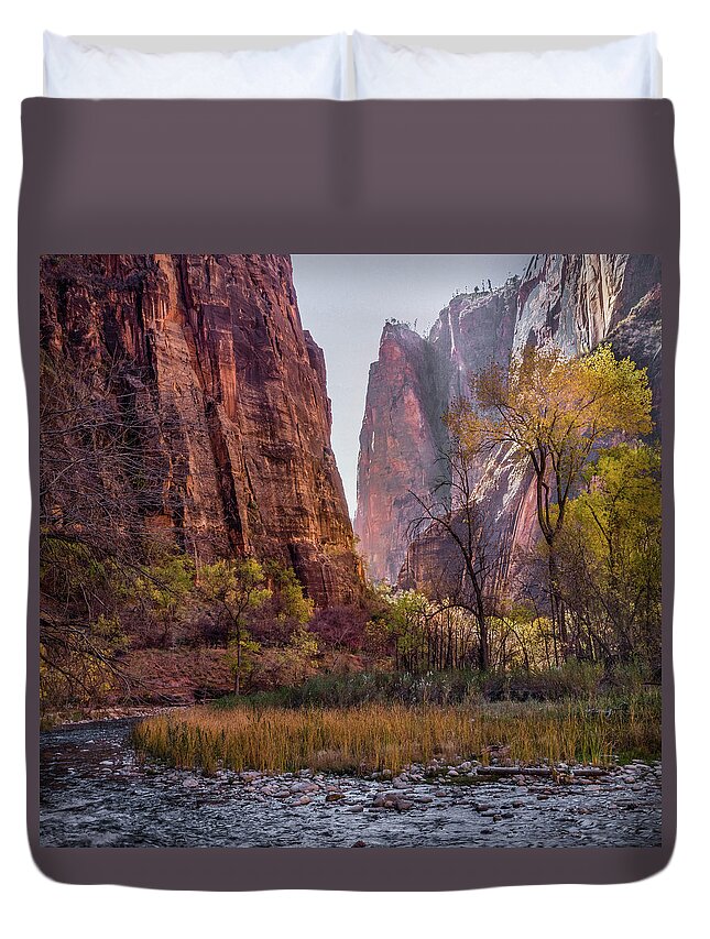 Zion Duvet Cover featuring the photograph Zion Canyon by James Woody