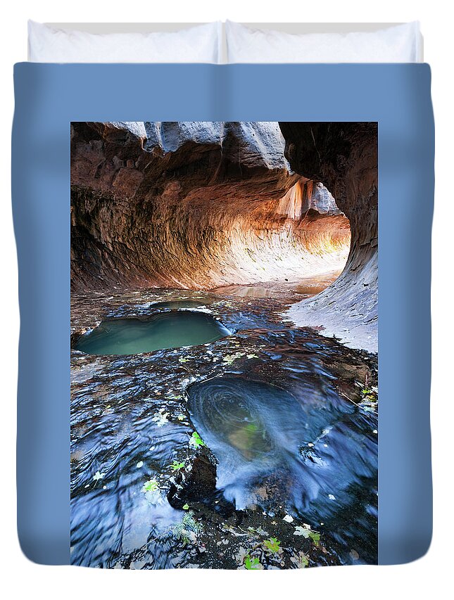 No People Duvet Cover featuring the photograph Zion National Park Subway by Brett Pelletier