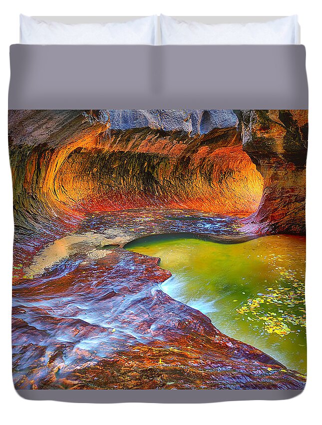 Subway Duvet Cover featuring the photograph Zion Subway by Greg Norrell
