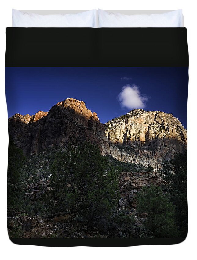 Utah Duvet Cover featuring the photograph Zion Sunset by Fran Gallogly