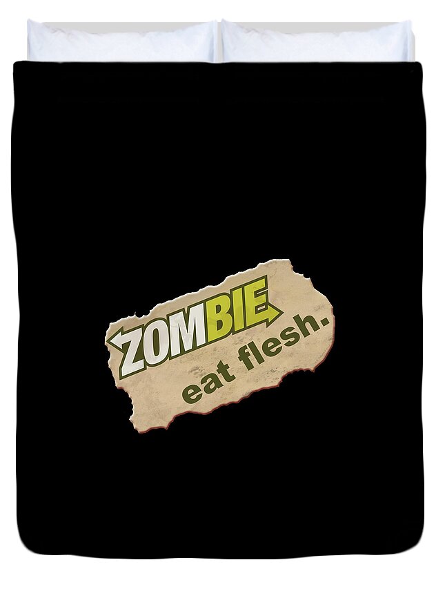 Zombie Duvet Cover featuring the digital art Zombie - Eat Flesh by WB Johnston