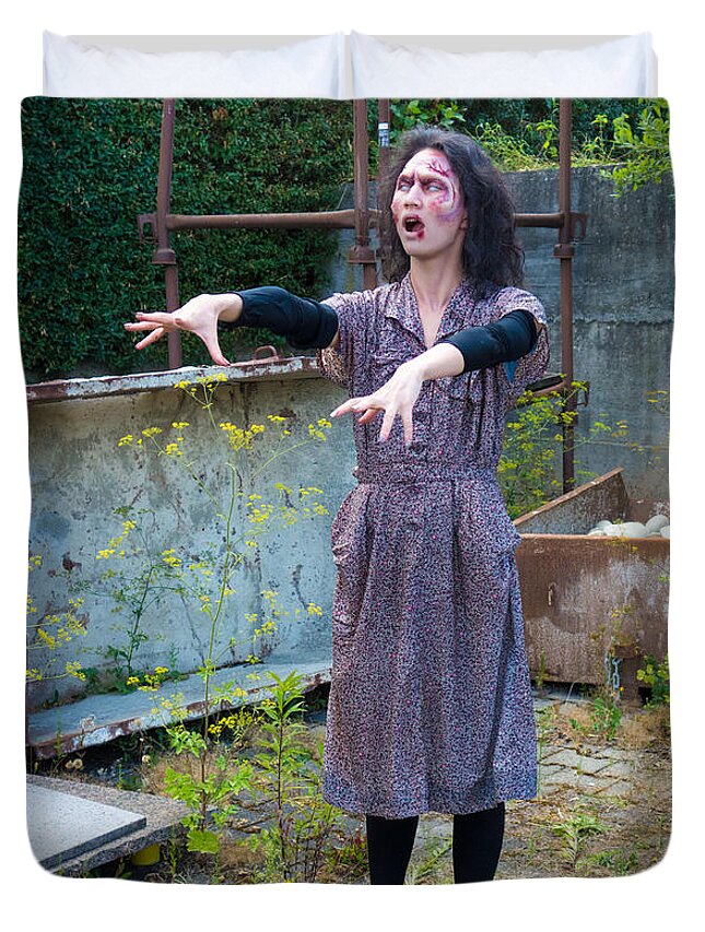 Zombie Woman Walking Duvet Cover For Sale By Matthias Hauser