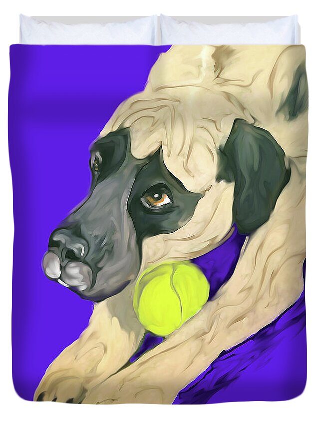 Pet Portraits Duvet Cover featuring the painting Zucchini_Date With Paint Jan 22 by Ania M Milo