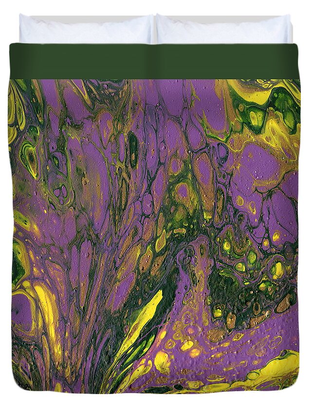Acrylic Pouring Duvet Cover featuring the painting Zydeco by Marionette Taboniar