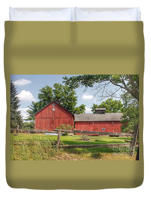 Barn Duvet Cover featuring the photograph 0348 - Hollow Corners Star Barns by Sheryl L Sutter