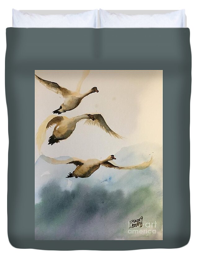 Let’s Fly Duvet Cover featuring the painting 1082019 by Han in Huang wong