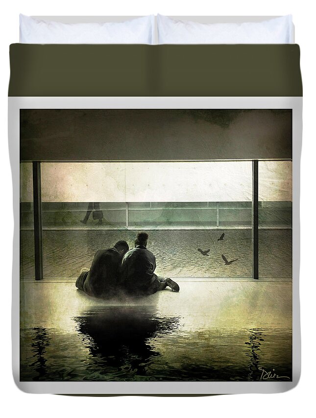 Girlfriend And Boyfriend Duvet Cover featuring the photograph A Private Moment #1 by Peggy Dietz