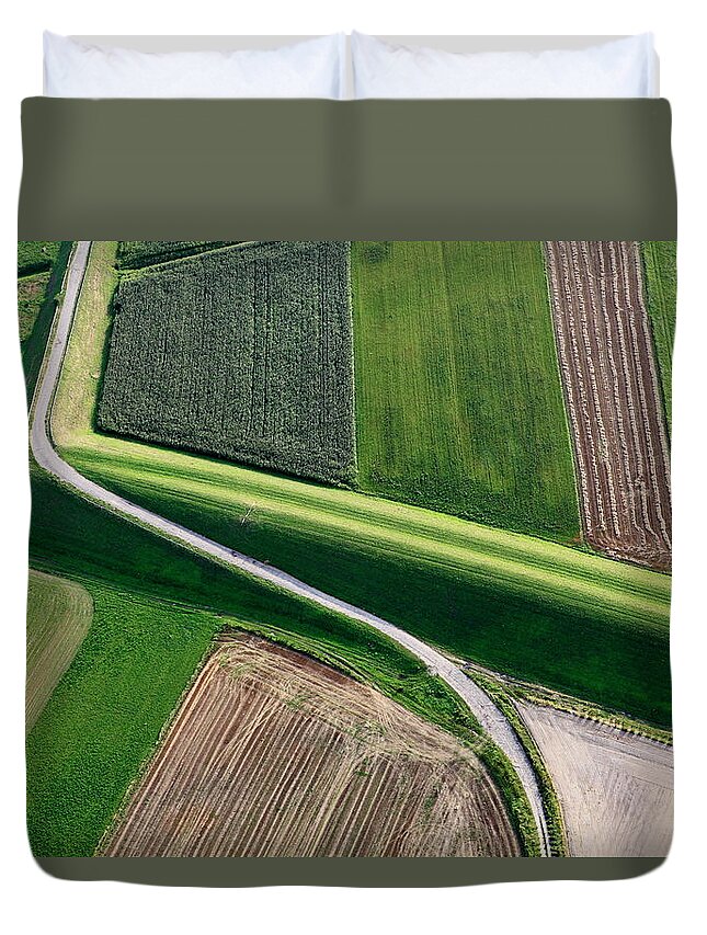 Scenics Duvet Cover featuring the photograph Aerial Photo Vistula Flood Embankment #1 by Dariuszpa