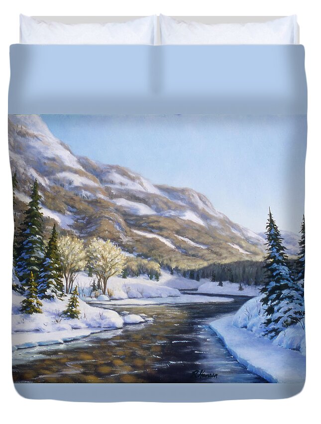 Landscape Duvet Cover featuring the painting Afternoon Shadows by Rick Hansen
