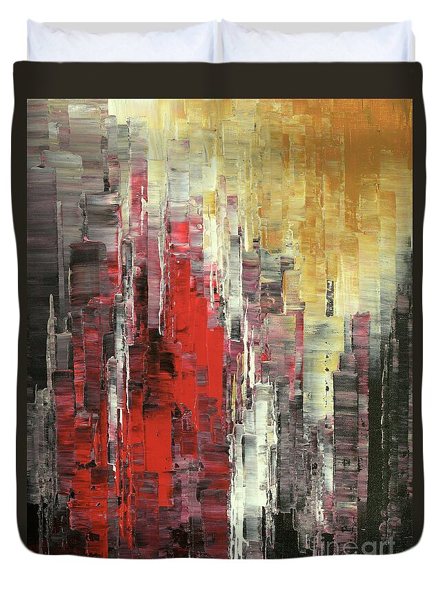 Abstract Duvet Cover featuring the painting Anarchist Breakfast #2 by Tatiana Iliina