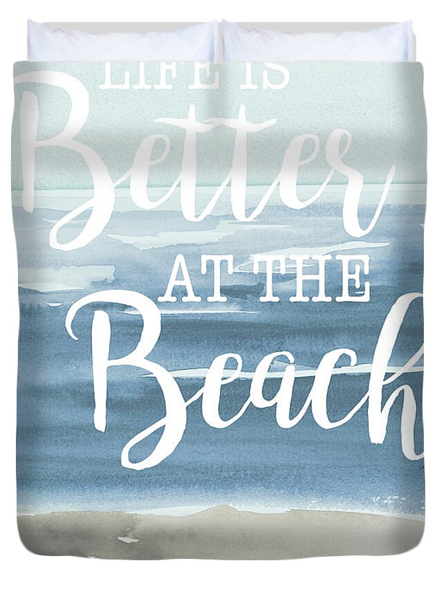 Beach Duvet Cover featuring the painting At The Beach by Lanie Loreth