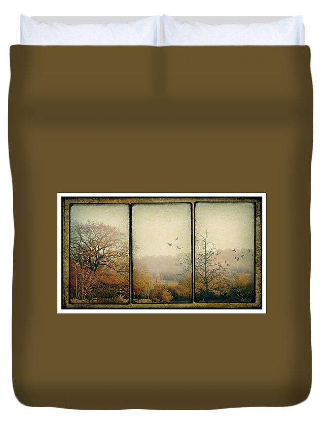 Triptych Duvet Cover featuring the photograph Autumn by Peggy Dietz