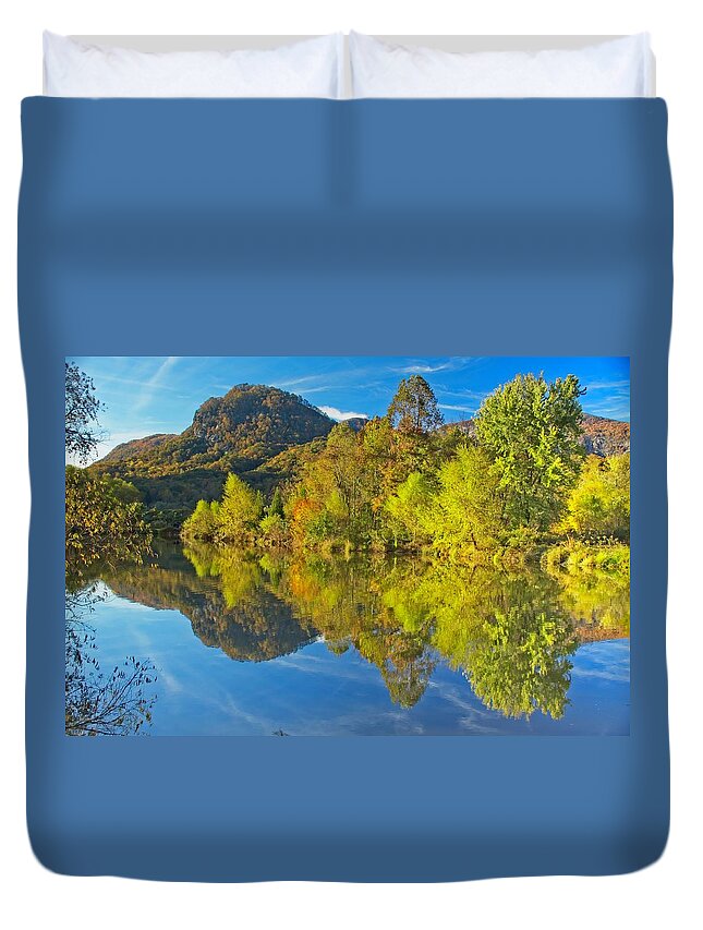 Autumn Duvet Cover featuring the photograph Autumn Reflections by Allen Nice-Webb