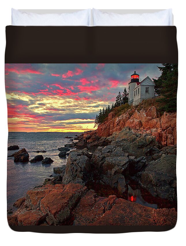 Tranquility Duvet Cover featuring the photograph Bass Harbor Head Lighthouse #1 by Image By Michael Rickard