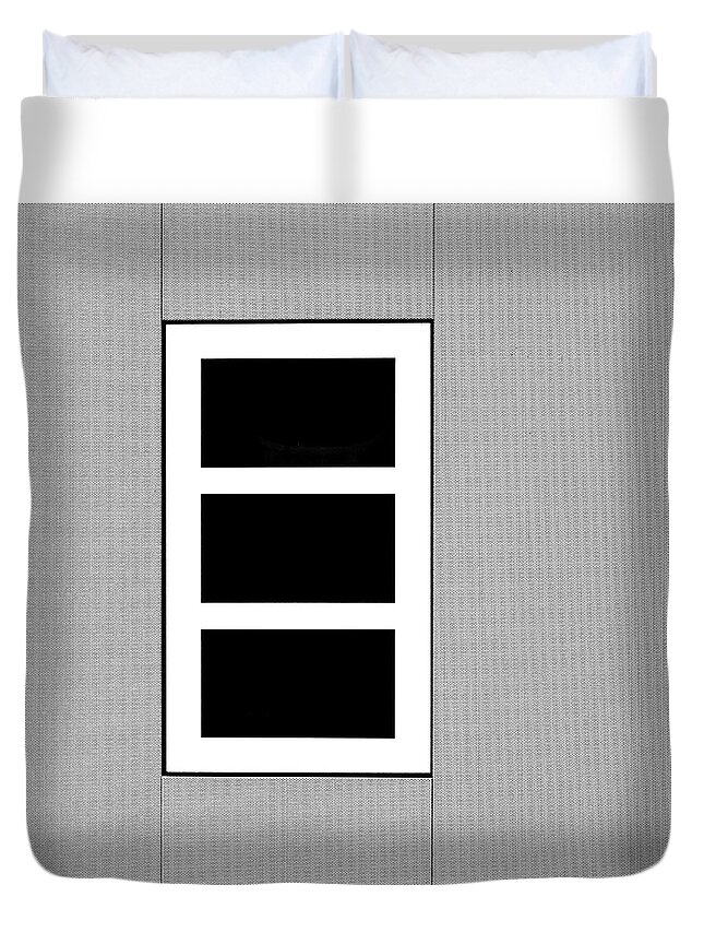 Urban Duvet Cover featuring the photograph Square - Black Tryptic by Stuart Allen