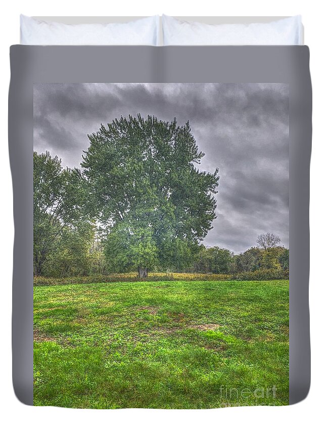 Tree Duvet Cover featuring the photograph Blacklick Circle Earthwork #1 by Jeremy Lankford