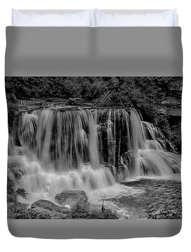 Waterfalls Duvet Cover featuring the photograph Blackwater Falls Mono 1309 #1 by Donald Brown