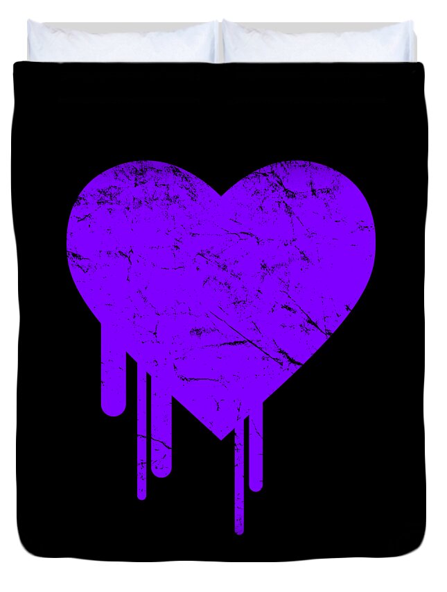 Cool Duvet Cover featuring the digital art Bleeding Purple Heart #1 by Flippin Sweet Gear