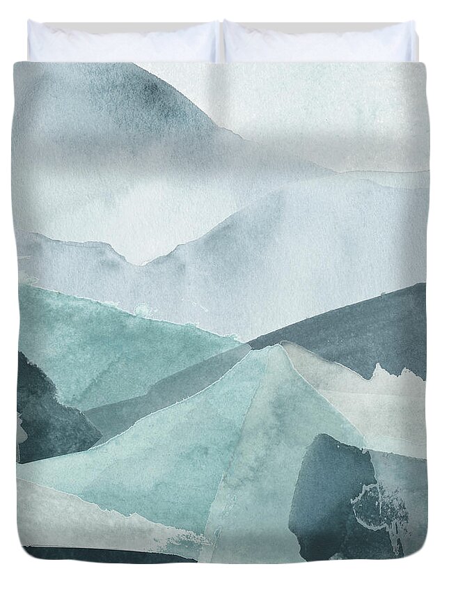Abstract Duvet Cover featuring the painting Blue Range Iv by June Erica Vess
