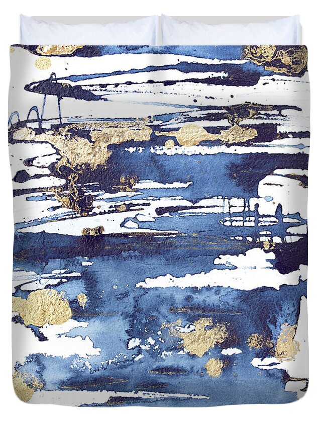 Abstract Duvet Cover featuring the painting Blue Rapture II by Julia Contacessi