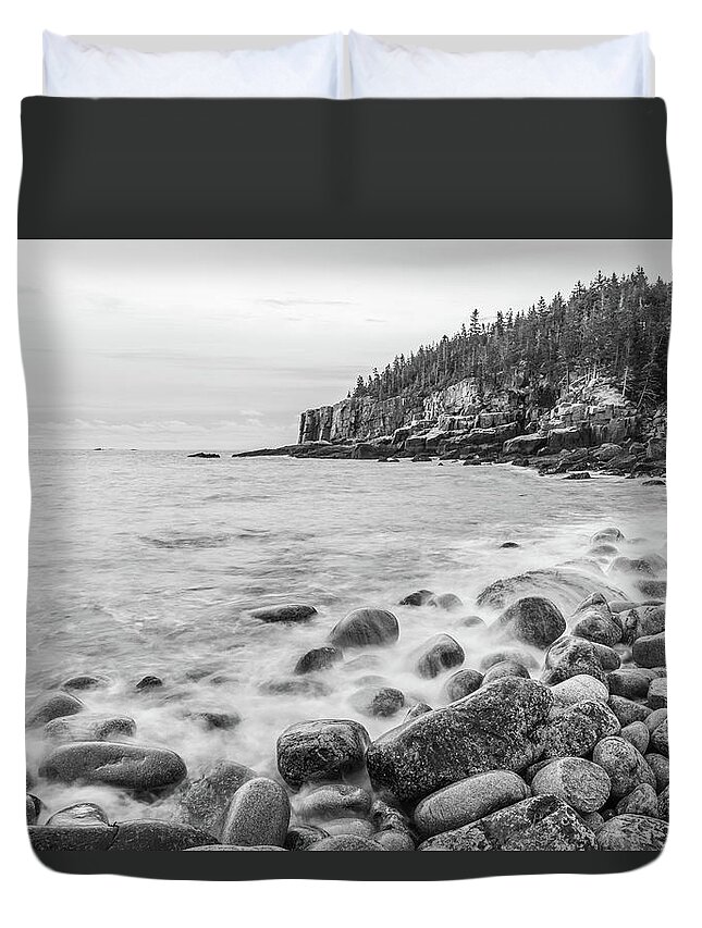 Acadia Duvet Cover featuring the photograph Boulder Beach Morning #1 by Stefan Mazzola