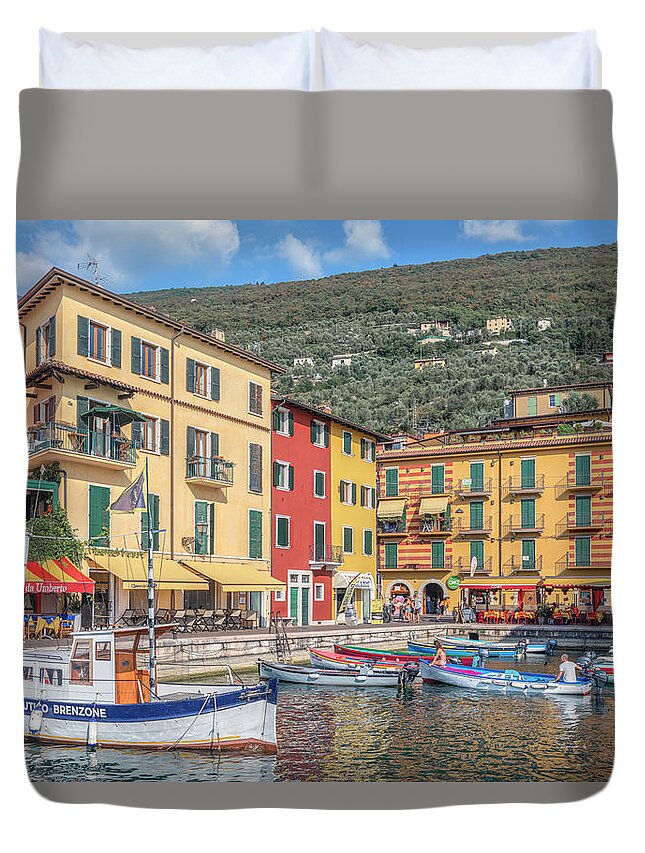 Castelletto Di Brenzone Duvet Cover featuring the photograph Castelletto di Brenzone - Italy #1 by Joana Kruse