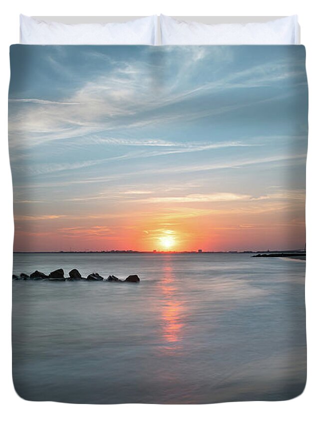 Sunset Duvet Cover featuring the photograph Charleston Sunset - Sullivan's Island #1 by Dale Powell