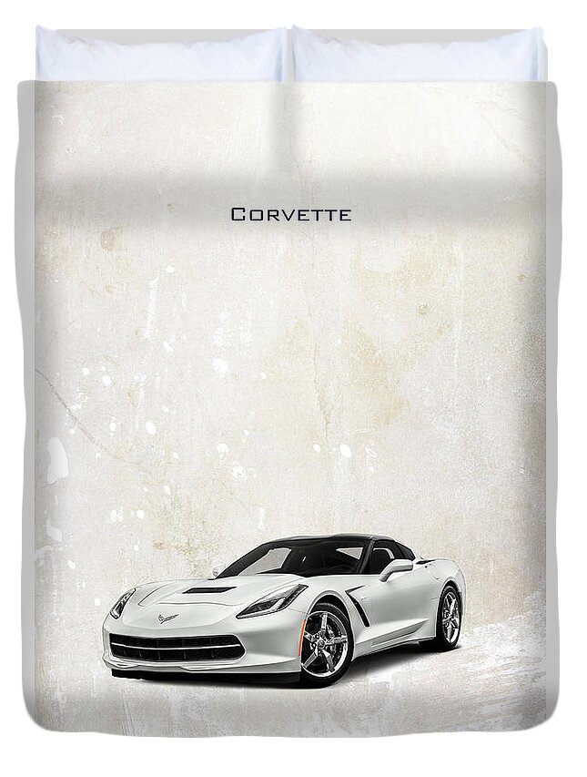 Corvette Duvet Cover featuring the digital art Chevrolet Corvette by Airpower Art