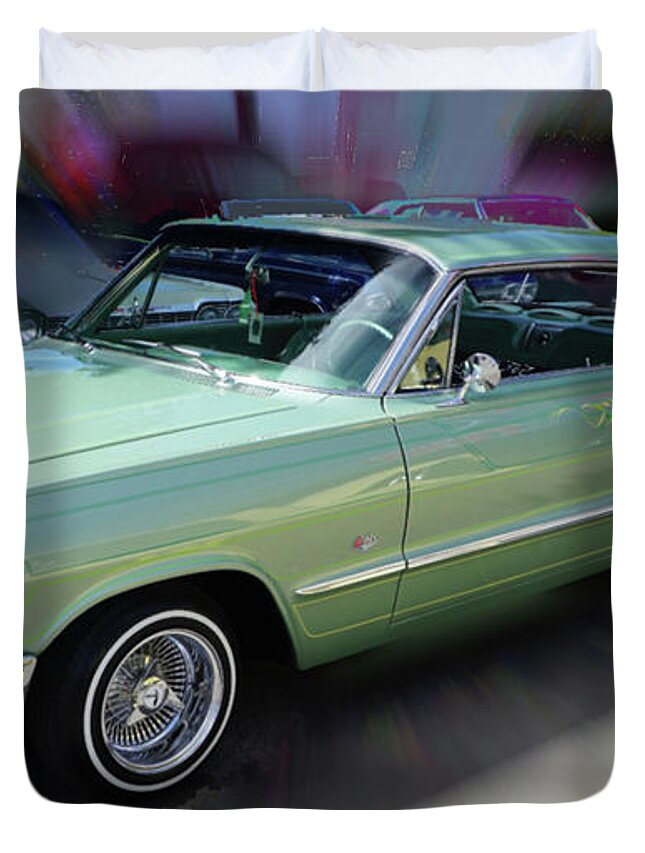 Low Rider Duvet Cover featuring the photograph Chevy Low Rider by Cathy Anderson
