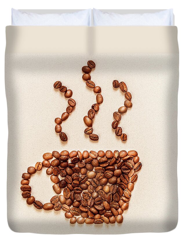 Roasted Duvet Cover featuring the photograph Coffee Symbol #1 by Da-kuk