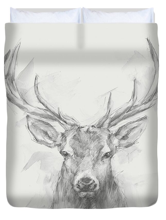 Western Duvet Cover featuring the painting Contemporary Elk Sketch I by Ethan Harper