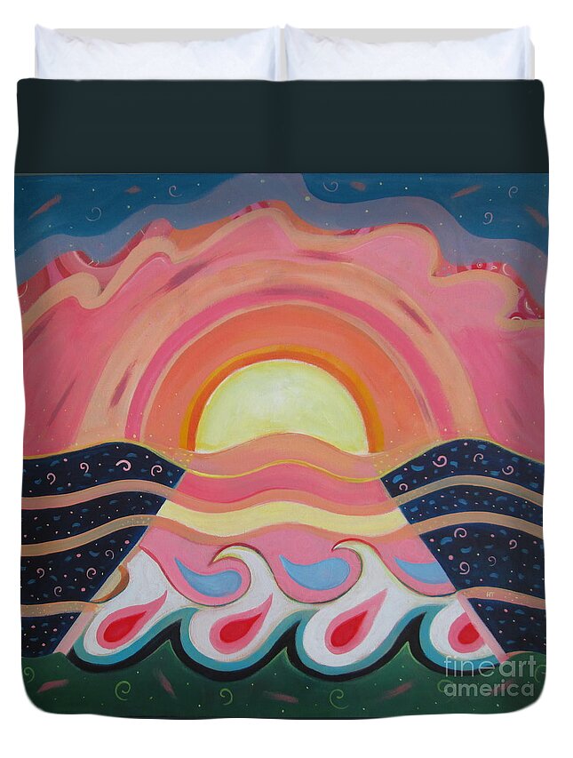 Creating Unity By Helena Tiainen Duvet Cover featuring the painting Creating Unity #1 by Helena Tiainen