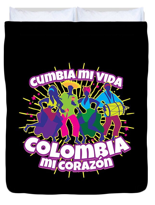 Cumbia Duvet Cover featuring the digital art Cumbia T Shirt Gift for Colombian Folk Dance Music Fans latino musica camiseta bailar Cumbia #1 by Martin Hicks