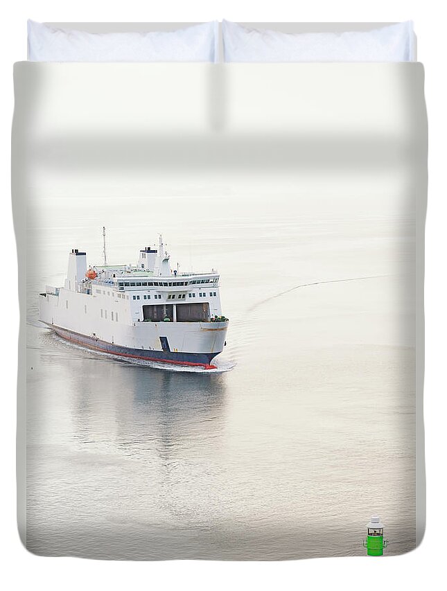 Freight Transportation Duvet Cover featuring the photograph Denmark, Aarhus, View Of Entering #1 by Westend61