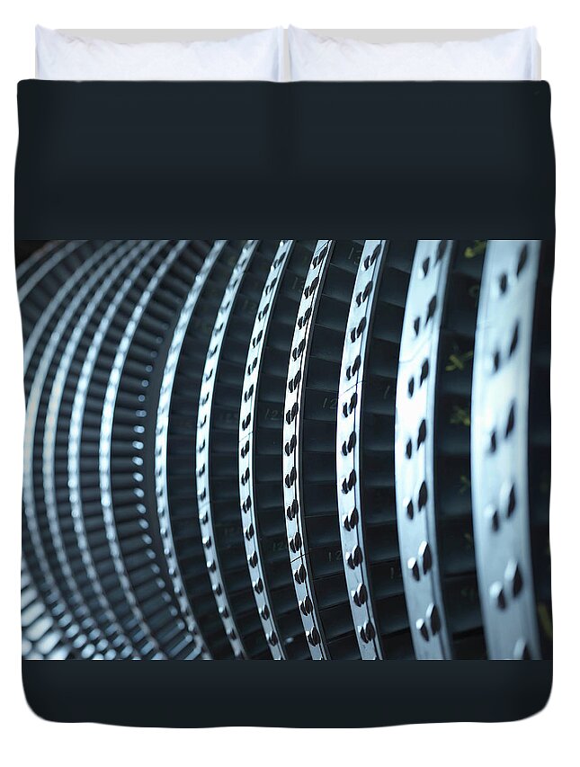 Manufacturing Equipment Duvet Cover featuring the photograph Detail Of Turbine #1 by Monty Rakusen