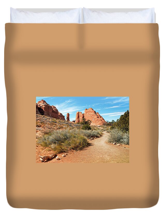 Scenics Duvet Cover featuring the photograph Devils Garden, Arches National Park #1 by Fotomonkee