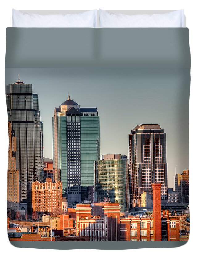 Downtown District Duvet Cover featuring the photograph Downtown Kansas City #1 by Eric Bowers Photo