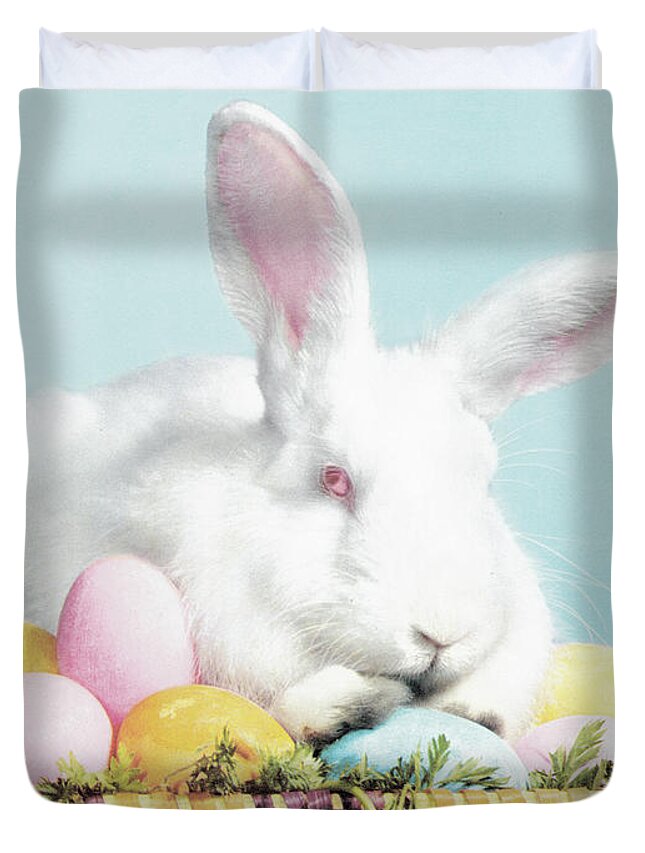 Animal Duvet Cover featuring the drawing Easter bunny #1 by CSA Images