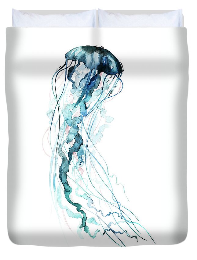 Coastal Duvet Cover featuring the painting Electric Tangle II by Grace Popp