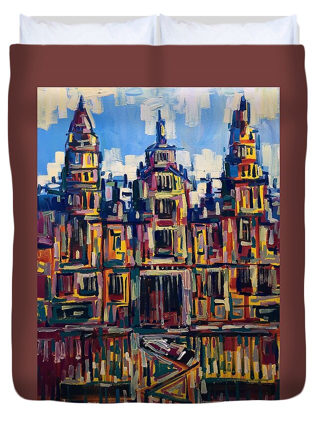 Church Duvet Cover featuring the painting Facades #1 by Enrique Zaldivar