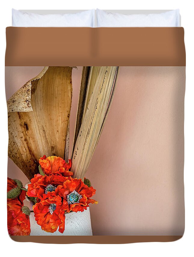 Poppy Duvet Cover featuring the photograph Fake Flowers #1 by Vivida Photo PC
