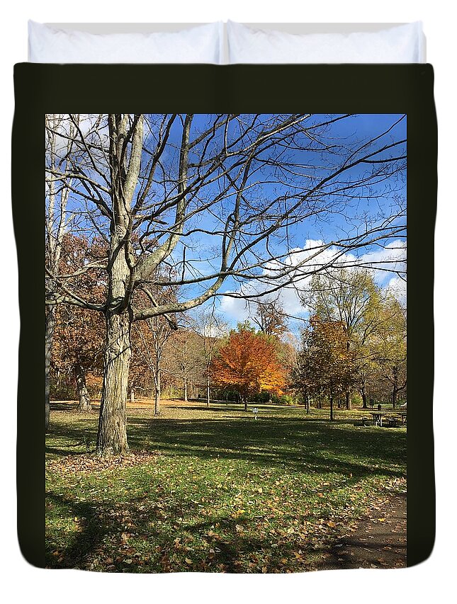 Blue Sky Duvet Cover featuring the photograph Fall Season #1 by Eric Switzer