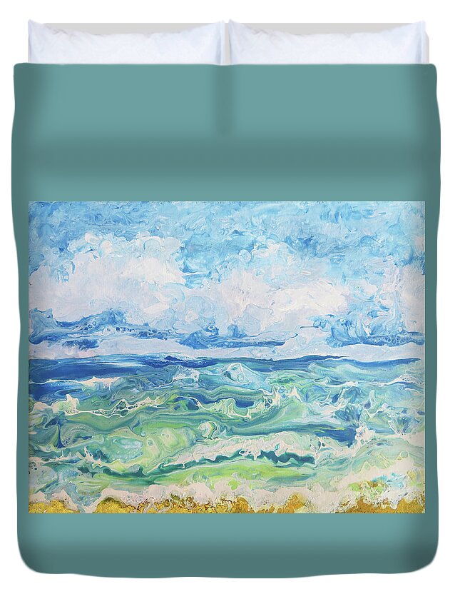 Sea Duvet Cover featuring the painting Fantasea #1 by Frances Miller