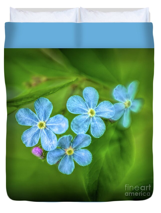 Wild Flower Duvet Cover featuring the photograph Forget Me Not #1 by Roxie Crouch