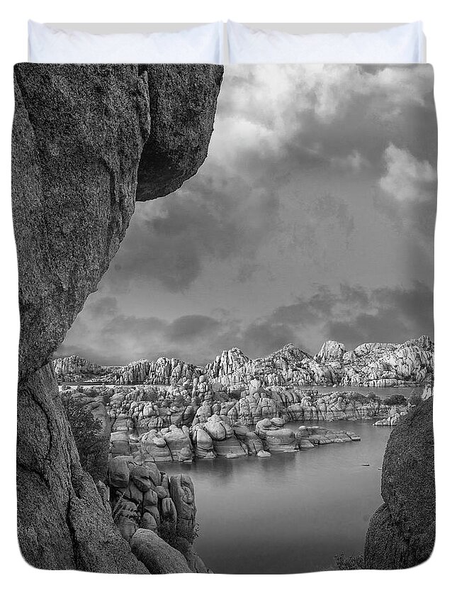 Disk1216 Duvet Cover featuring the photograph Granite Dells, Watson Lake #1 by Tim Fitzharris