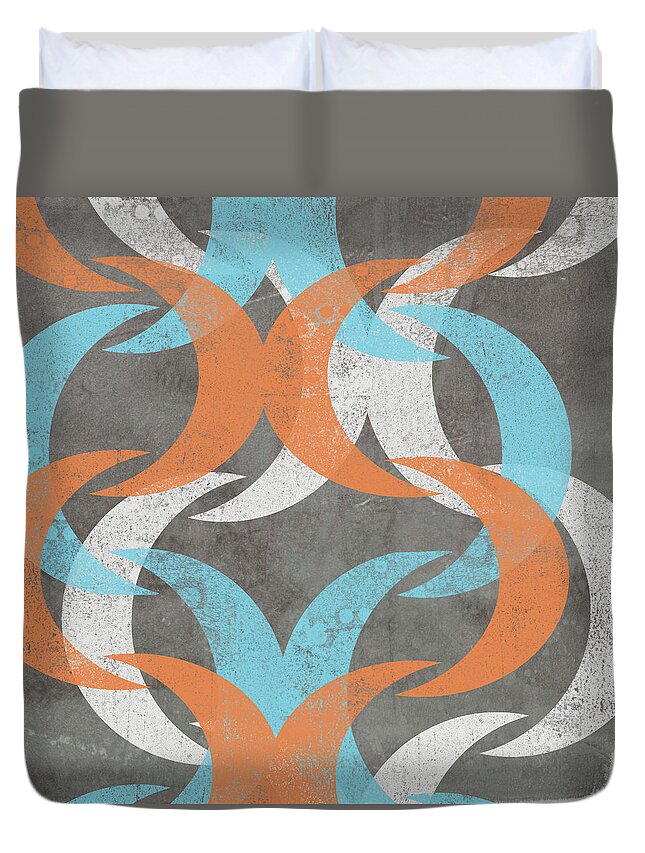 Abstract Duvet Cover featuring the painting Graphic Wave II by Jennifer Goldberger