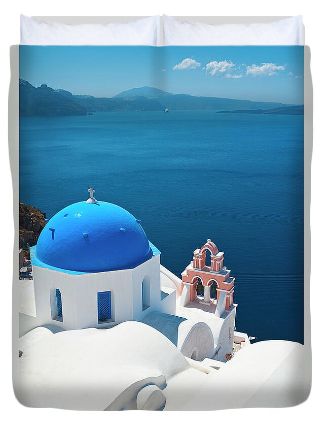 Greece Duvet Cover featuring the photograph Greece, Cyclades Islands, Santorini #1 by Tetra Images