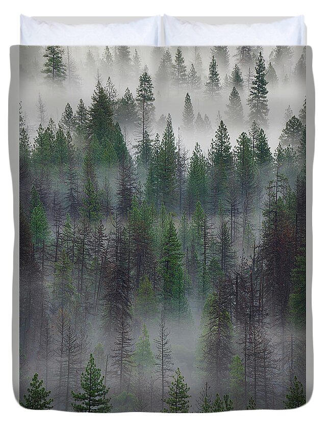 Forest Duvet Cover featuring the photograph Green Yosemite #1 by Jon Glaser