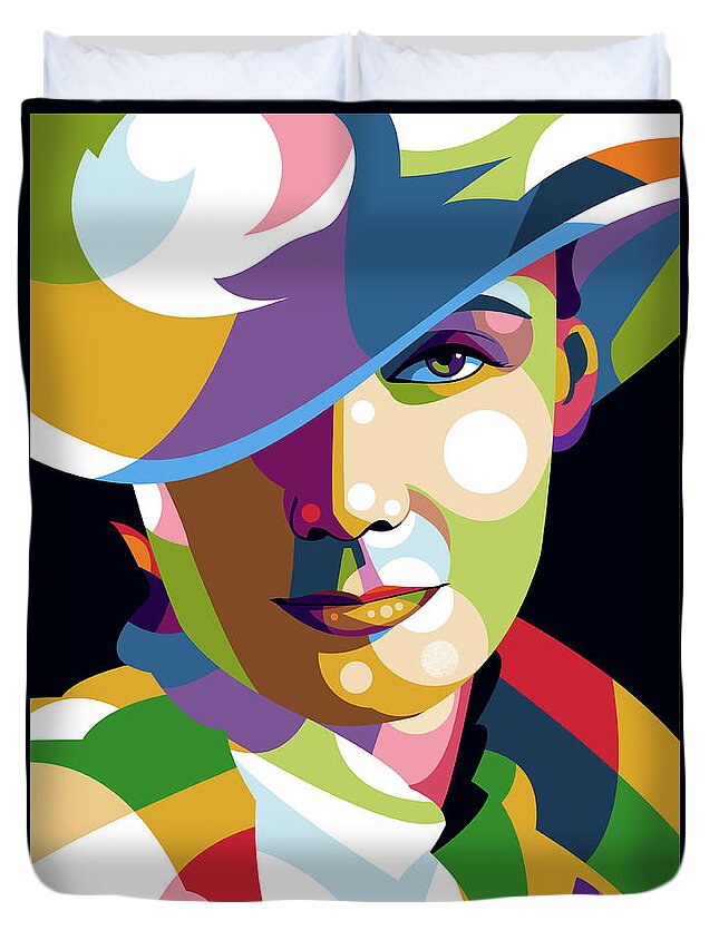 Greta Garbo Duvet Cover featuring the digital art Greta Garbo by Movie World Posters